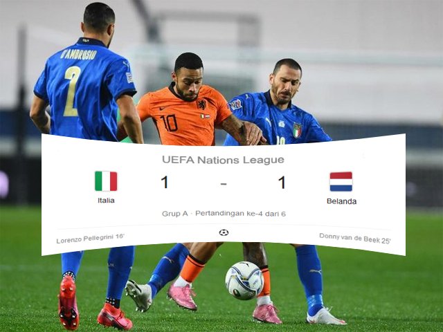 Belanda , Italia , Italia vs Belanda , Skor Imbang , Skor Pertandingan , UEFA Nations League