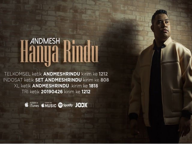 Andmesh Kamaleng Hanya Rindu , hanya rindu , kunci gitar , Nominasi Billboard Indonesia Music Awards , Top 100 Lagu Tahun Ini